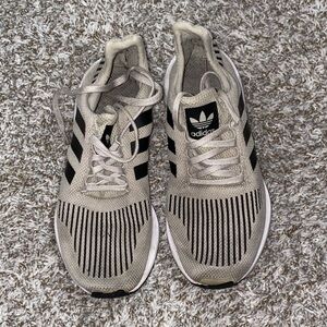 Adidas Tan and Black Striped Sneakers